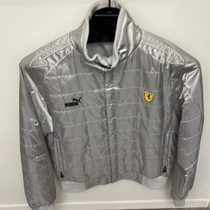 Mens space gray nylon Ferrari by Puma jacket